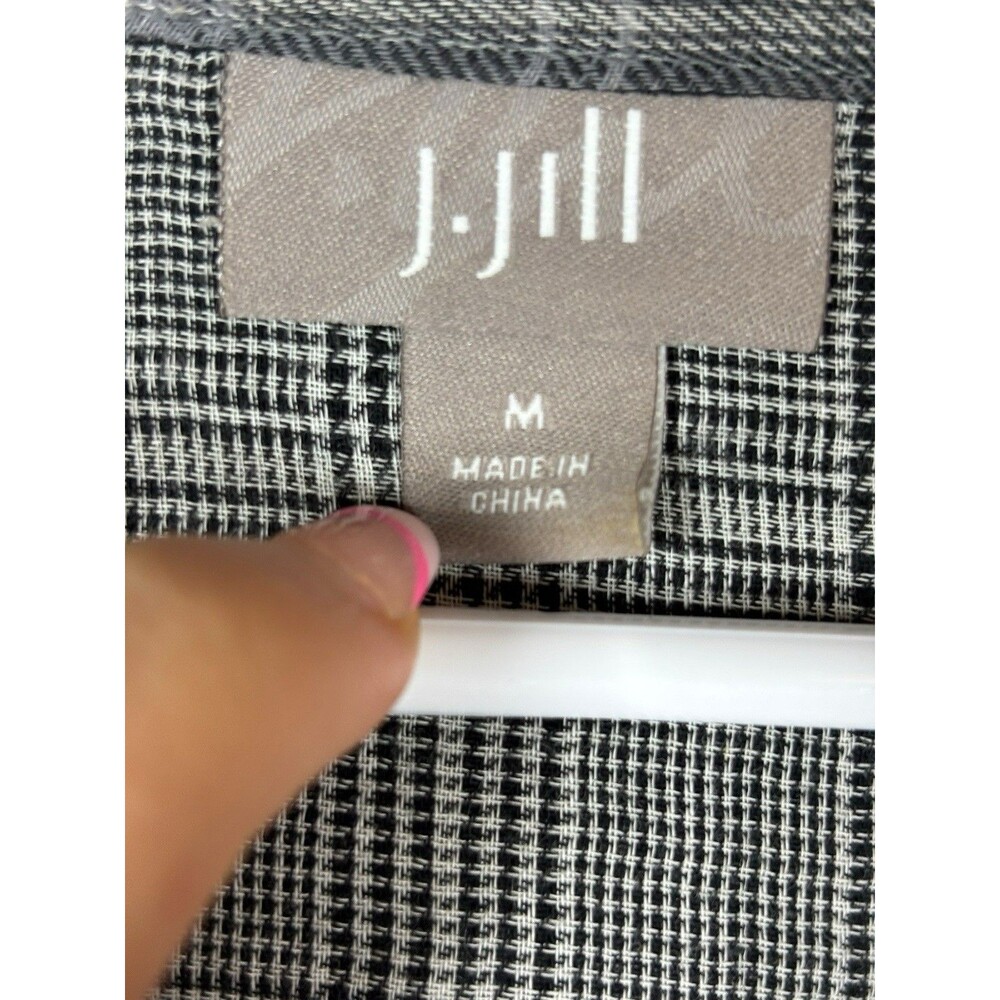 J.Jill Women’s M Black White Plaid 100% Cotton‎ Long Sleeve Tunic Top Casual - Picture 5 of 11